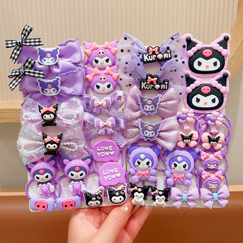 18ชิ้น/เซ็ต น่ารัก สีม่วงการ์ตูนสัตว์ผูกผมเชือกผมอุปกรณ์ผมสาวของขวัญ
