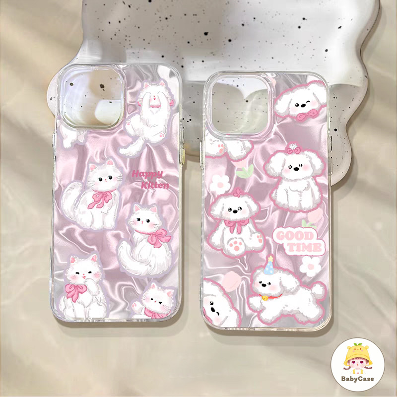 การ์ตูนหวานน่ารักลูกแมวมีความสุข เคส iPhone 16 11 13 15 12 14 Pro Max 7Plus 16Plus XR 16 8 7 15 Plus X XS Max SE 2022