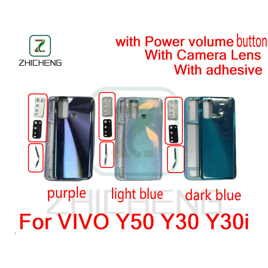 ฝาหลังแบตเตอรี่สําหรับ Vivo Y50/Y30/Y30i 4G พร้อมเลนส์กล้องและปุ่มปรับระดับเสียง
