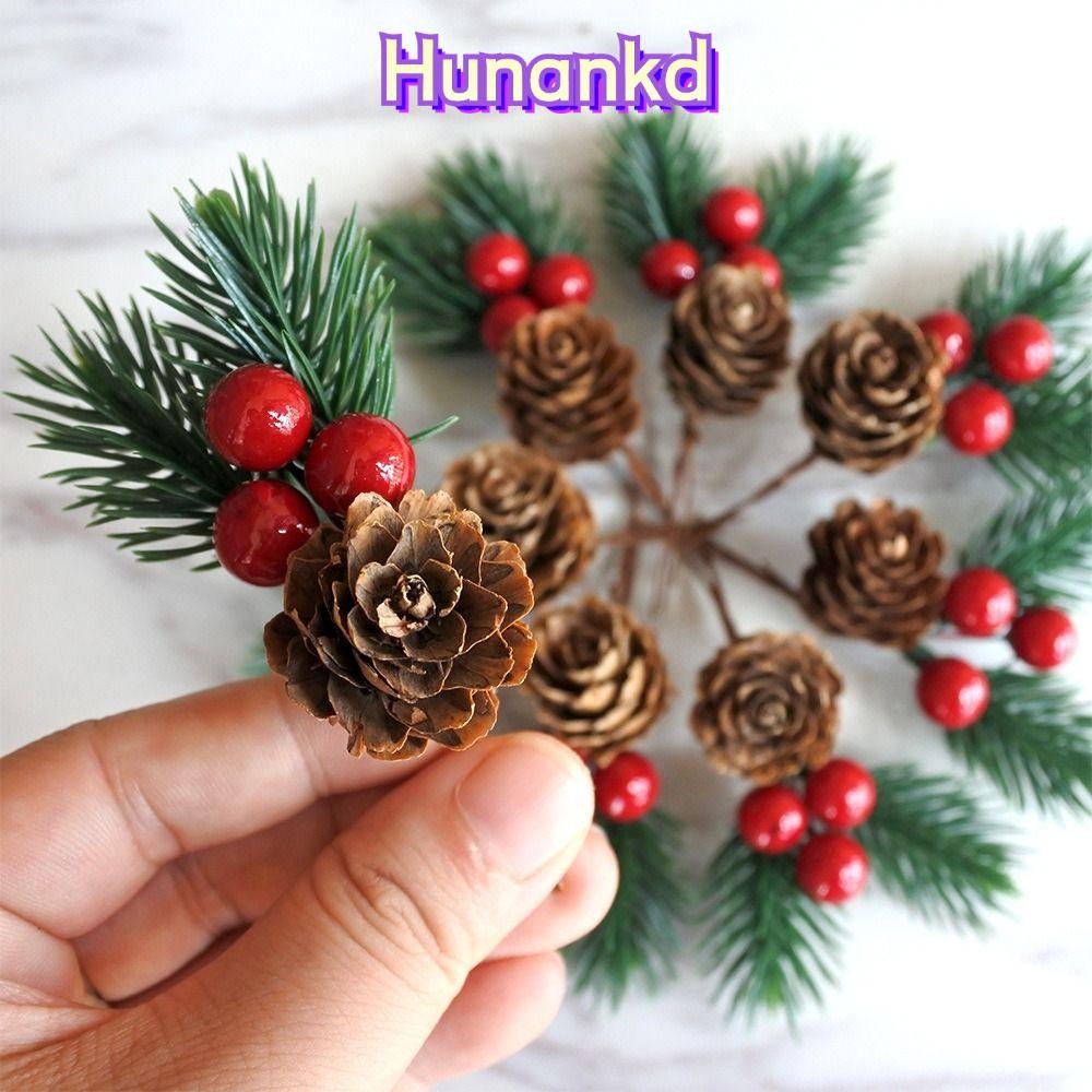 Huan 10 ชิ้นกรวยสนคริสต์มาส,กรวยสนสีแดงคริสต์มาส Berry เครื่องประดับคริสต์มาส,ดอกไม้หัตถกรรมประดิษฐ์ดอกไม้ตกแต่ง DIY บ้านสนเข็ม Berry Stem Christmas Party Supplies