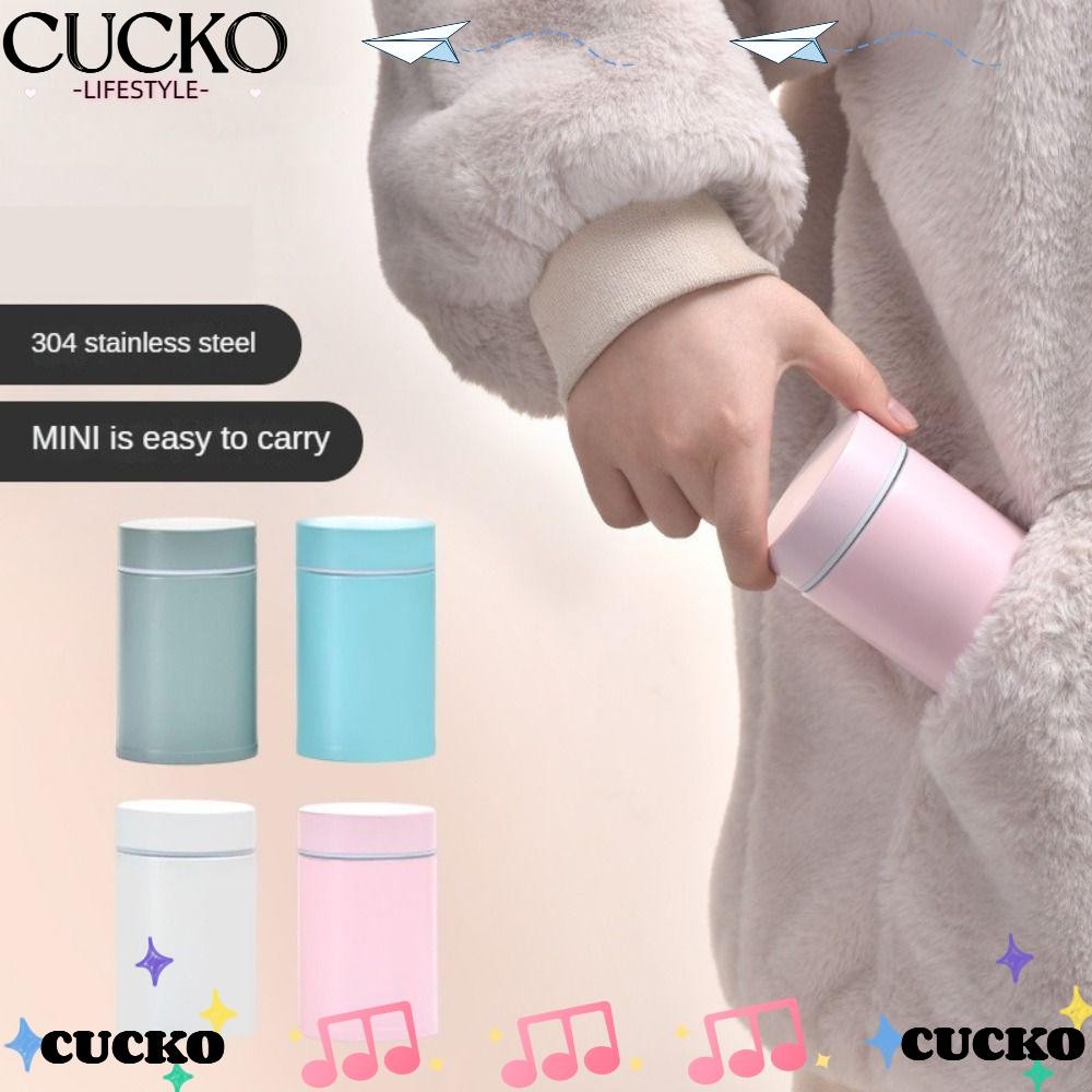 Cucko ถ้วยฉนวนกันความร้อน, สแตนเลสแบบพกพาขวดน้ําความร้อน, น่ารัก 260ML มินิพ็อกเก็ตสีขาวเชื้อรา Braising Beaker ของขวัญ