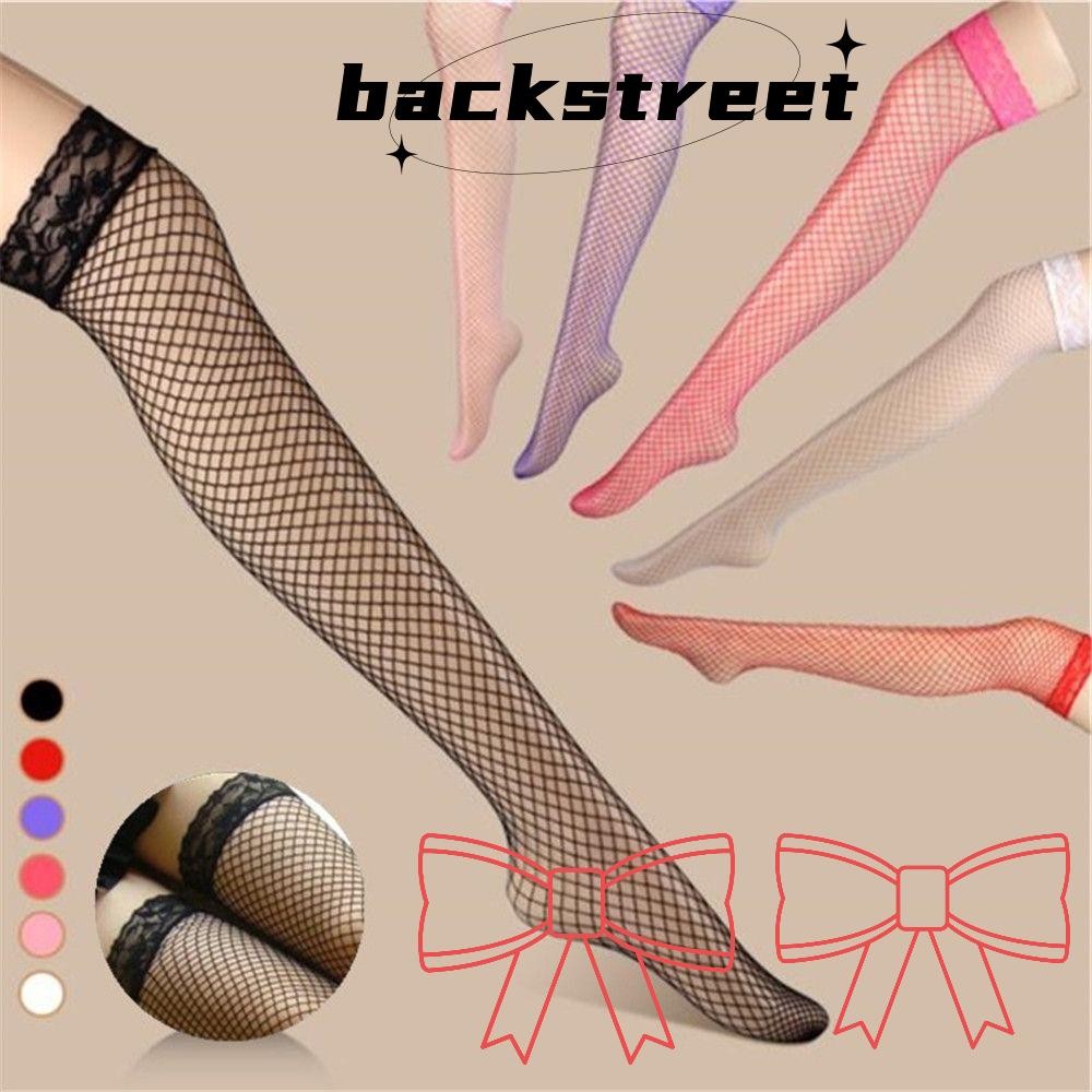 BACKSTAGE Fishnet Stocking Elastic Pantyhose Plus Size ต้นขา Sheer Hollow Out Mesh