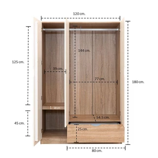 SB Design Square ตู้เสื้อผ้าบานเปิด ขนาด 120 ซม. รุ่น Havin สีขาว (120x58x180 ซม.) แบรนด์ KONCEPT FURNITURE