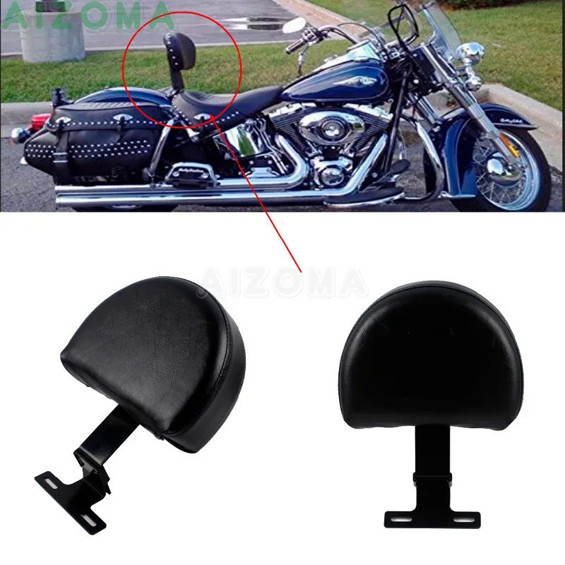 Mo Motorcycle Rear Adjustable Driver Backrest Passenger Pad For Harley Softail w/ Stock seats 1993-2