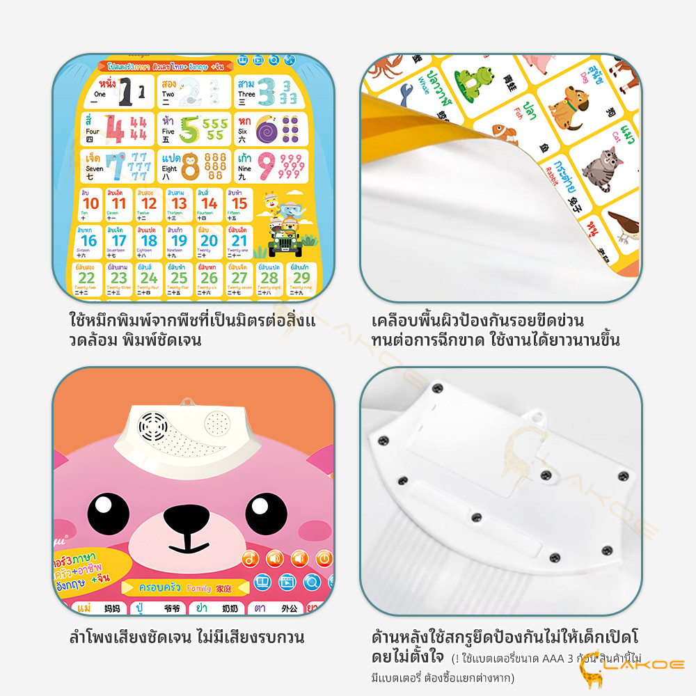 LAKOE โปสเตอร์แบบหัดอ่าน สำหรับเสริมพัฒนาการเด็ก แผ่นการเรียนรู้ แผ่นภาพโปสเตอร์ - รูปที่ 7