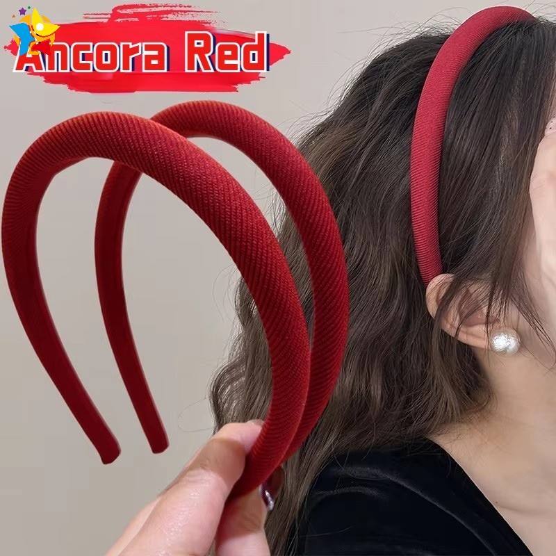 แฟชั่น Elegant Ancora สีแดง Twill ผ้าฝ้ายแถบคาดศีรษะผู้หญิงฤดูใบไม้ร่วงฤดูหนาว Retro High-end ผม Hoops จัดเลี้ยง Hairband Headwear