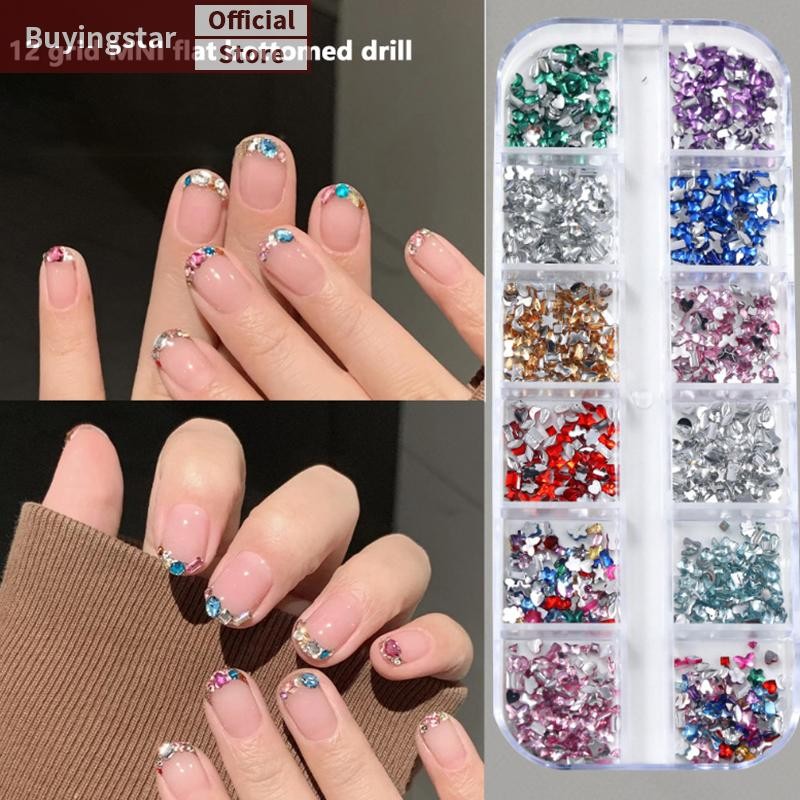 Zcx 12 ตาราง Mini เล็บ Rhinestone แบนกลับ Beautify เล็บ Diy ตกแต่ง 3d เล็บตกแต่งเล็บสําหรับสาว VO