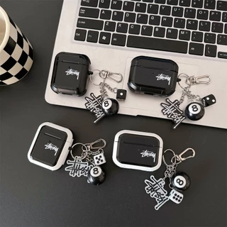 Armor STUSSY ปลอกซิลิโคนพร้อมพวงกุญแจสําหรับ AIRPODS 4 ANC PRO 1/2/3 PRO เคสป้องกัน