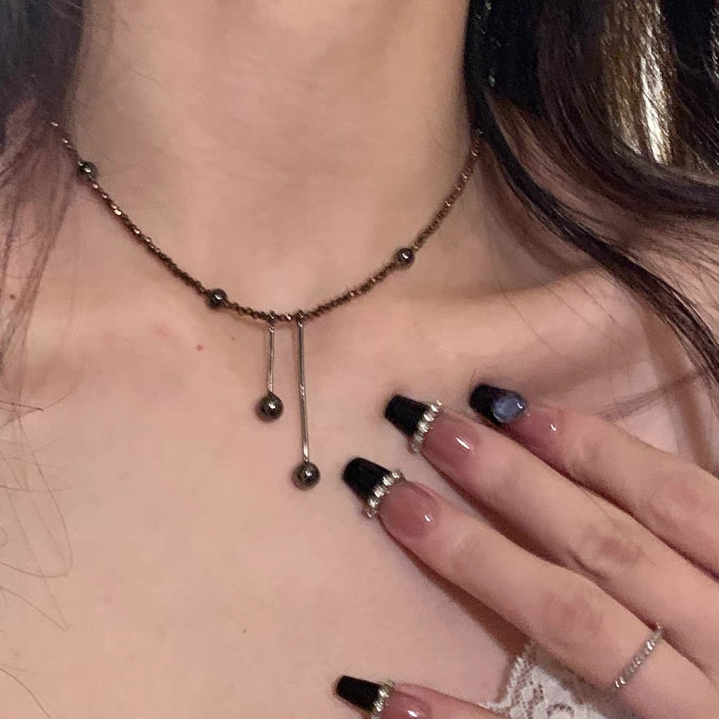 Yx Vintage Diamond Curry Beaded พู่สร้อยคอผู้หญิงแฟชั่นของขวัญ Collarbone Chain