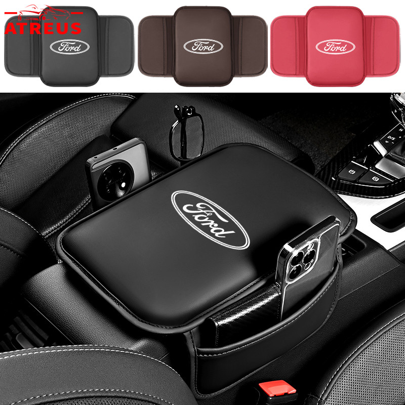 Ford เบาะรองแขนคอนโซลกลาง กระเป๋าหนัง PU หุ้มที่เท้าแขน รถคอนโซลกลางเบาะ กระเป๋าด้านข้าง กระเป๋าเก็บของ สำหรับ Ford Ranger Raptor Everest Fiesta Focus Mustang Escape Ecosport STI