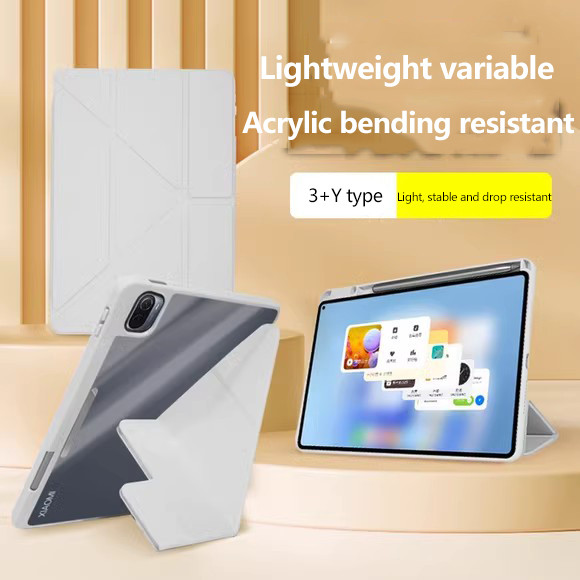 เคสอะคริลิคบางเฉียบสําหรับ Xiaomi Pad 7 Pro 11.2 นิ้ว 2024 6 5 Pro RedmiPad SE 8.7 11 Pad10.61 Y-Fold Stand ฝาครอบป้องกันพร้อมช่องเสียบปากกา