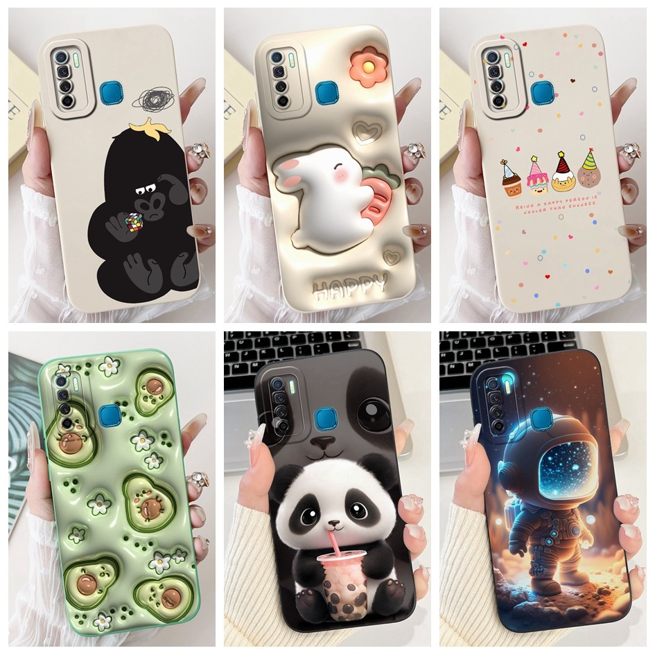 สําหรับ Infinix S5 X652 กรณีน่ารักนักบินอวกาศกระต่ายซิลิโคนเหลวนุ่มฝาครอบป้องกันสําหรับ Infinix S5 Lite X652B X652C ปลอก