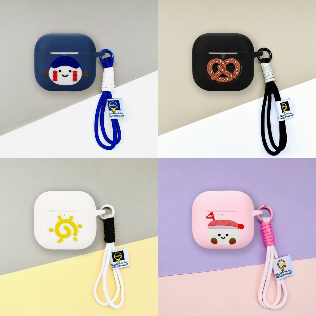 For AirPods 4 Case Cute Baseball Sushi Lanyard Pendant Compatible with AirPods 3 / AirPods Pro2 Silicone Soft Case Cartoon AirPods Pro Shockproof Shell Protective Cover