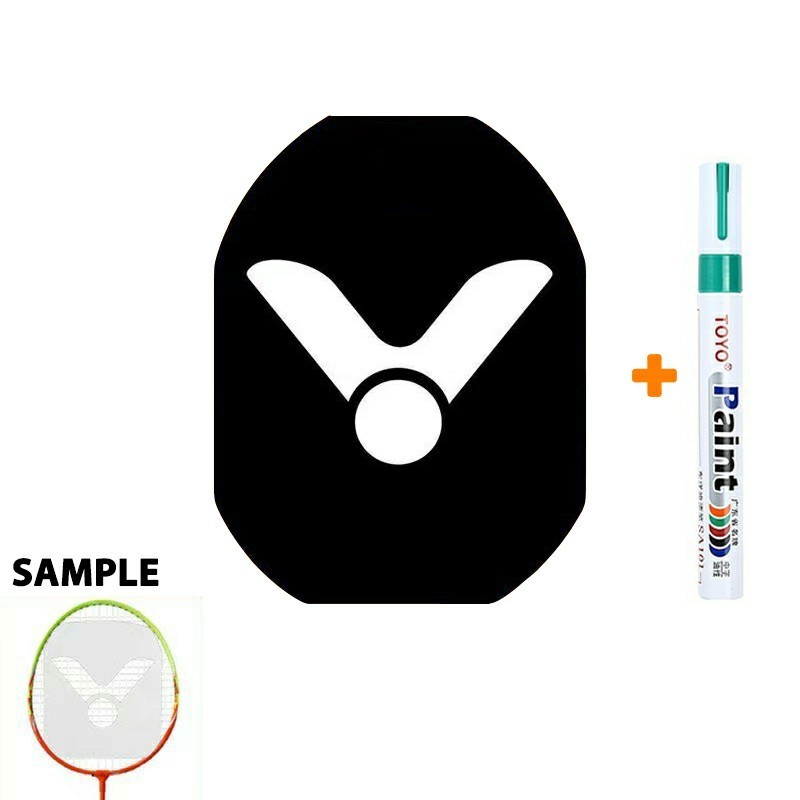ไม้แบดมินตัน VICTOR LOGO Card Tennis Mark Stencil Board String Logo + 1x GREEN Marker Pen