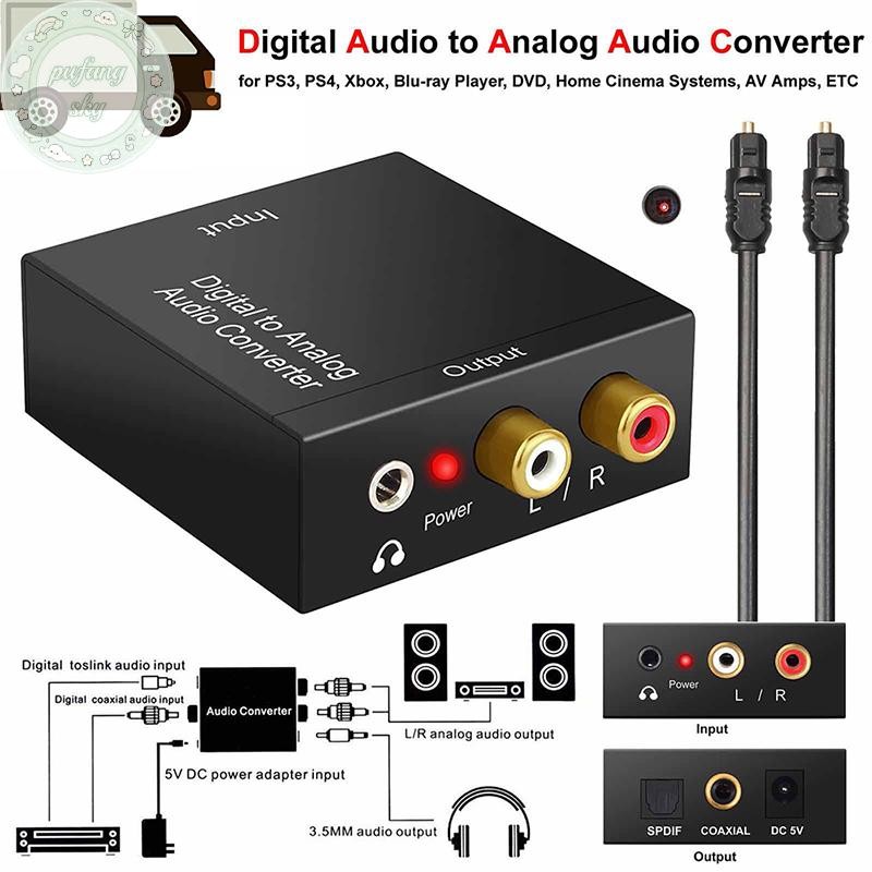 Pusky Optical Coax Toslink Digital to Ana Converter อะแดปเตอร์เสียงสเตอริโอ RCA L/R TH