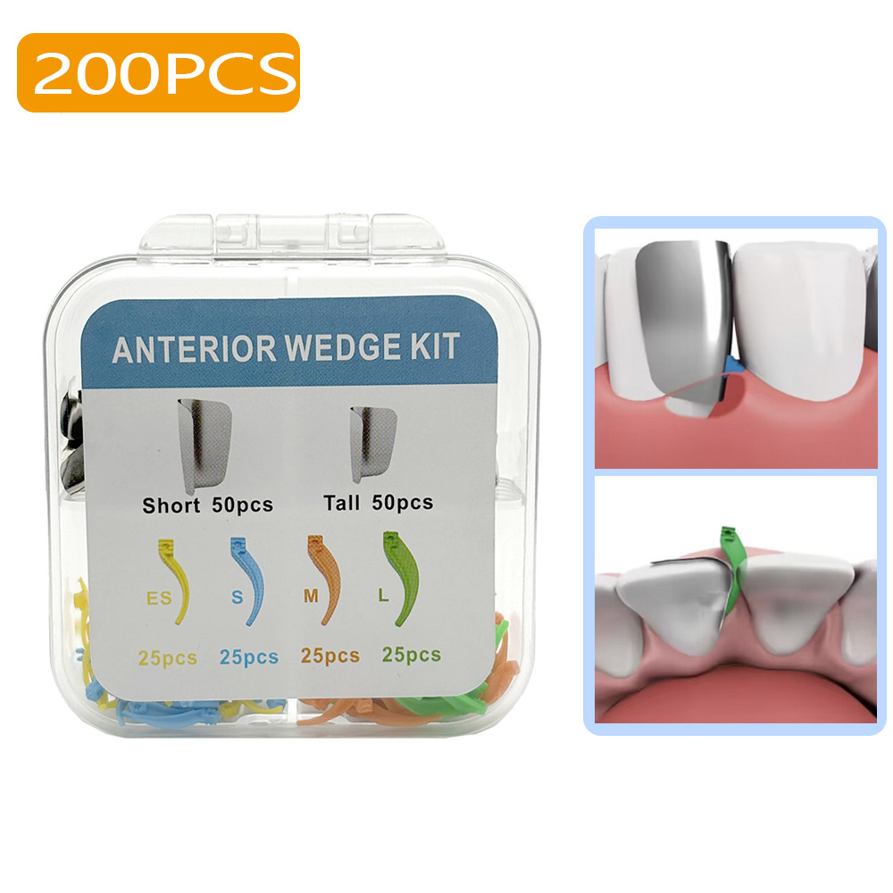 200 ชิ้นทันตกรรม Anterior Matrix System Wedge Matrix Bands Interdental Wedges เครื่องมือทันตกรรมบรรจุอุปกรณ์ Lab เครื่องมือ