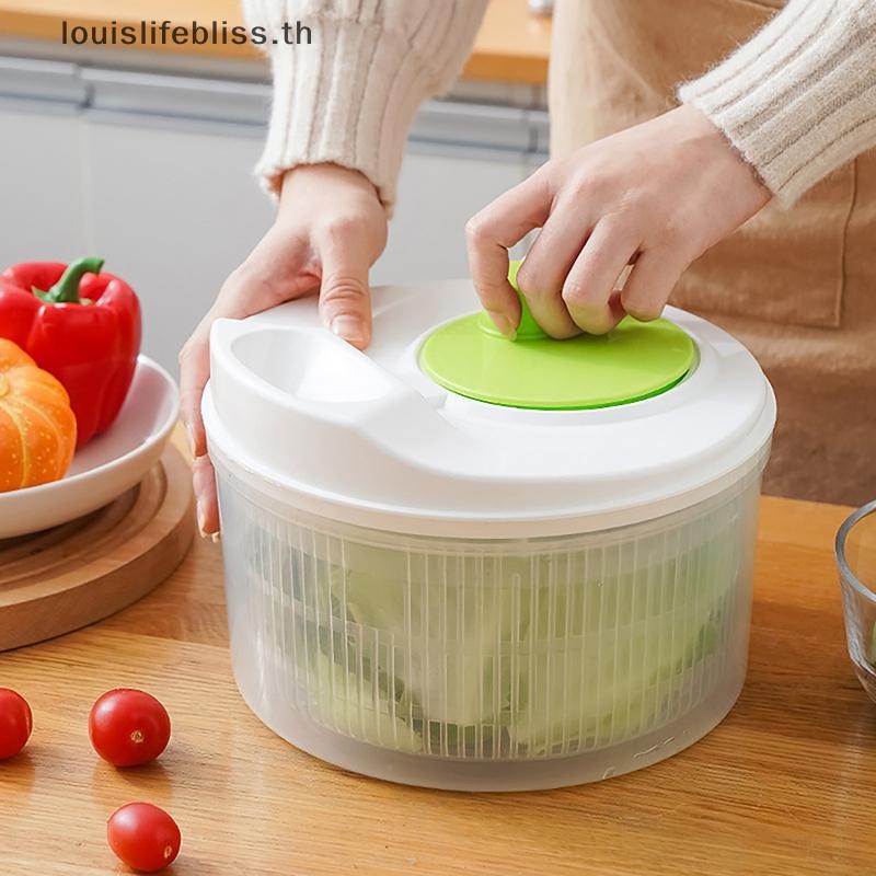 Louislifebliss สลัด Spinner เครื่องเป่าผักผลไม้อาหารท่อระบายน้ําตะกร้า Dehydrator แห้งเร็วซักผ้าด้วยตนเอง Centrifuge ห้องครัวในครัวเรือนเครื่องมือใหม่