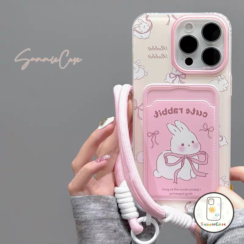 เคสไอโฟน8 การ์ตูน กระต่าย สำหรับ โบว์ เคส IPhone 17 13 16 14 11 15 12 Pro Max 8 7 6S 6 Plus XS XR X Max กล่องใส่บัตร เคส - รูปที่ 3