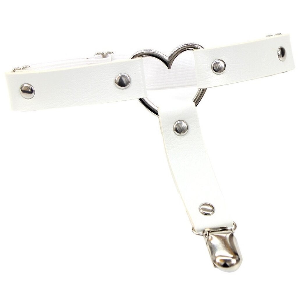 🐭พร้อมส่ง🐭 สายรัดต้นขาหนังPU สายรัดขา โชคเกอร์ ประดับหัวใจ ติดกับถุงเท้า สไตล์พังค์ โกธิค Punk Gothic - รูปที่ 3