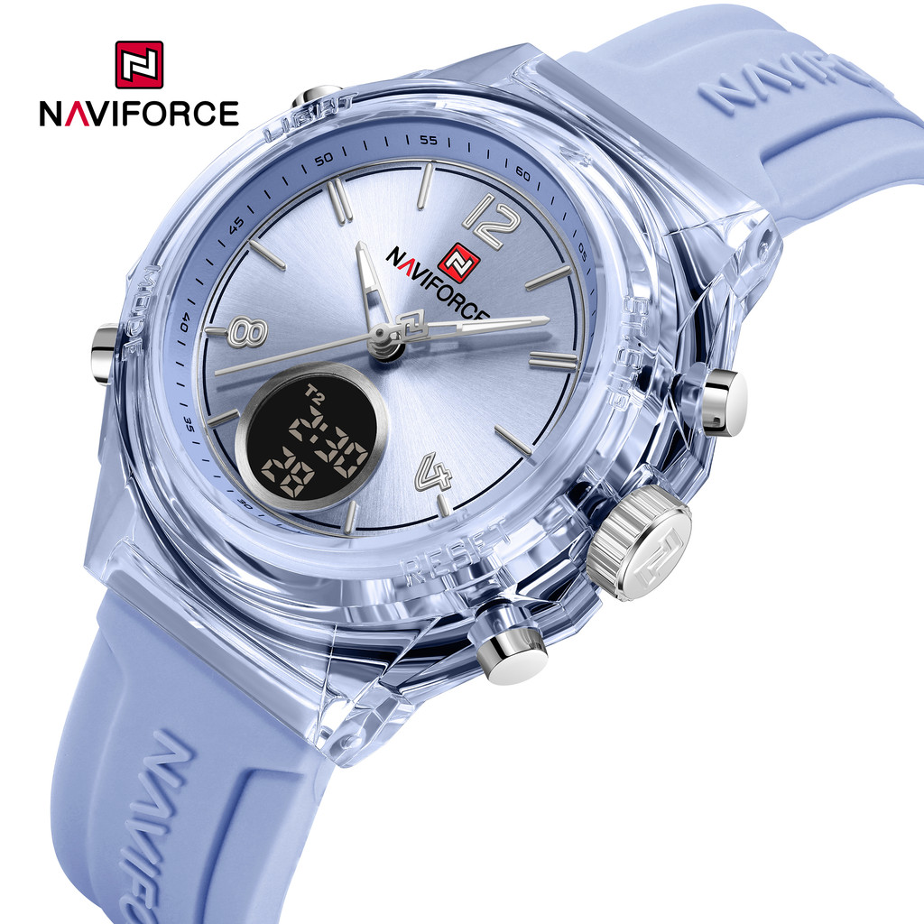 Naviforce NF7109 นาฬิกาควอทซ์ลําลองผู้หญิงสายซิลิโคน 5Bar กันน้ํา Square Lady นาฬิกาข้อมือ