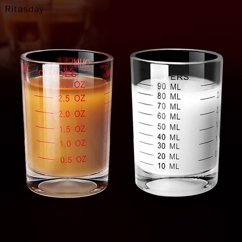 Ritasday 90/120ml แก้วทนความร้อนถ้วยตวงนม Jigger แก้วออนซ์ถ้วยสําหรับกาแฟเอสเปรสโซบาริสต้าอุปกรณ์เสริมใหม่