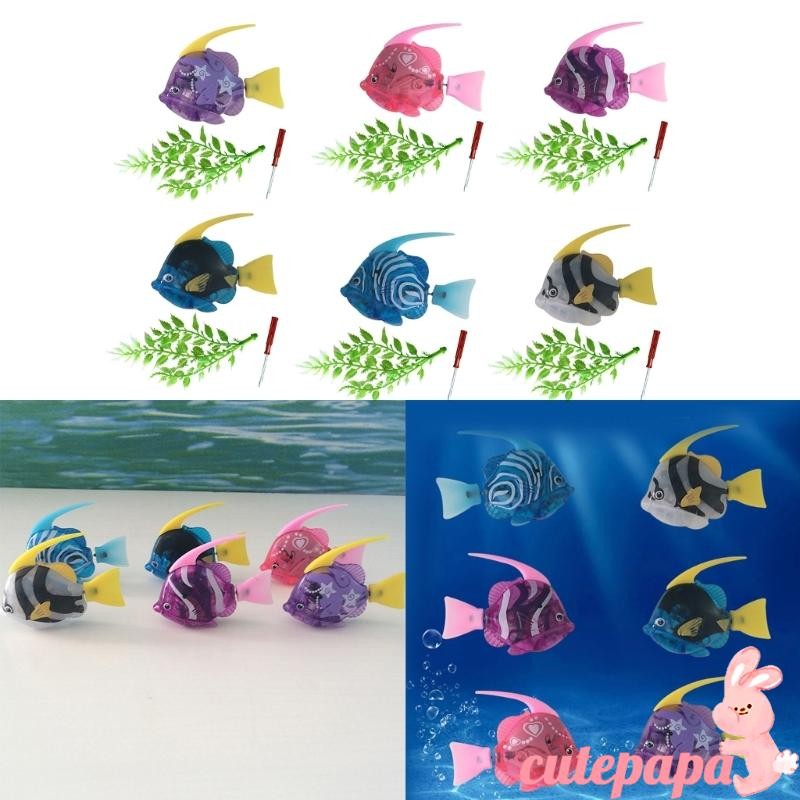 Cutep หุ่นยนต์ว่ายน้ําของเล่นปลาไฟ LED สัตว์เลี้ยงของเล่นประดิษฐ์ไฟฟ้า Flopping ปลา