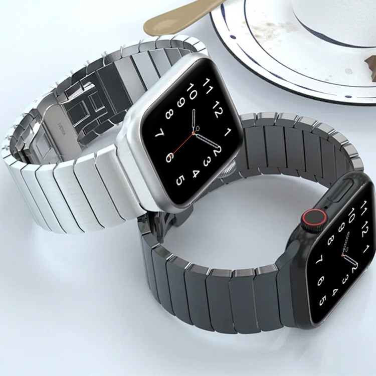 สายสแตนเลสสตีลแบบชิ้นเดียวสายโลหะหัวเข็มขัดผีเสื้อเหมาะสำหรับ Iwatch