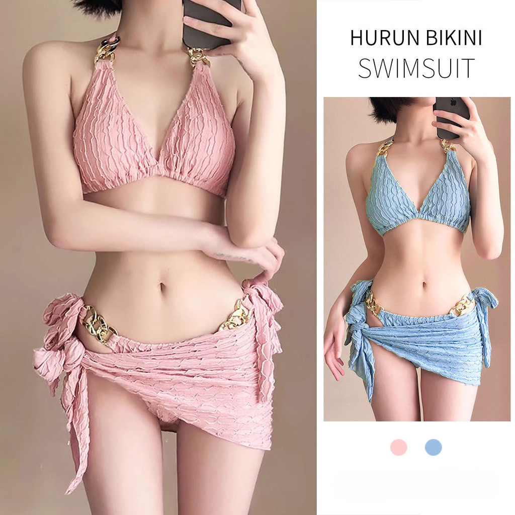 ชุดว่ายน้ําสามชิ้นบิกินี่เซ็กซี่ของผู้หญิงพร้อมกระโปรงคลุม yy123