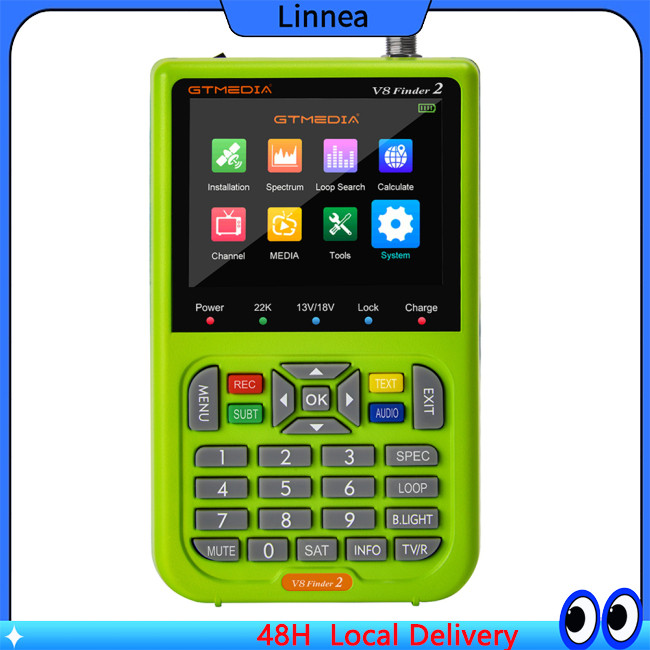 Lin Freesat 1080p Hd V8 Finder2 เมตร Dvb-s/s2 Digital Satellite Finder เครื่องรับสัญญาณแบบชาร์จไฟได้ Type-c
