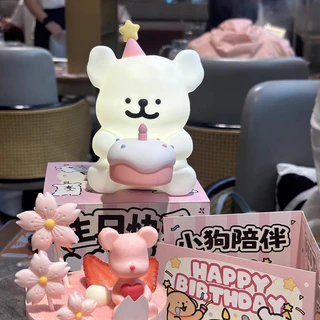สายน่ารักสุนัขไฟกลางคืนลูกสุนัขโคมไฟข้างเตียงนอนหลับแสงเด็กของขวัญวันเกิดสําหรับคริสต์มาส