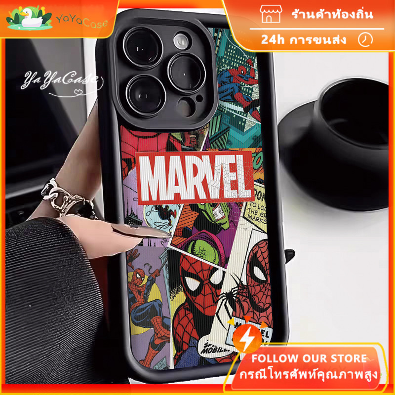 สำหรับ OPPO A38 A15S A17K A7 A77S A57 A16S A5 A9 A54 A53 A33 A32 A31 A8 A3S A12E Spiderman กรณีโทรศัพท์ซิลิโคนสีดำหรูหรา