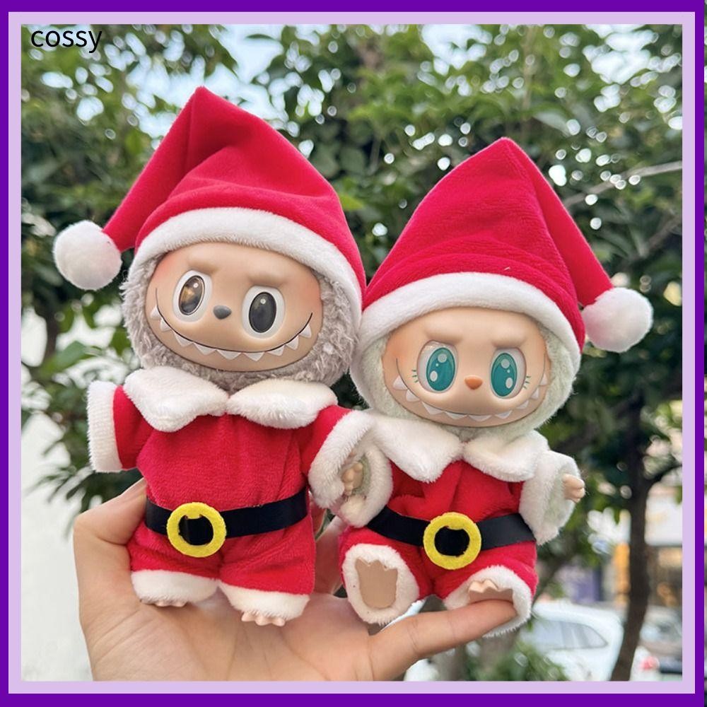 Cossy Labubu ตุ๊กตาเสื้อผ้า,การ์ตูนเสื้อคลุม Labubu เสื้อกันหนาวน่ารักนั่งและปาร์ตี้ POP MART คริสต์มาส Labubu หมวกสําหรับ 17 ซม. Labubu ตุ๊กตา