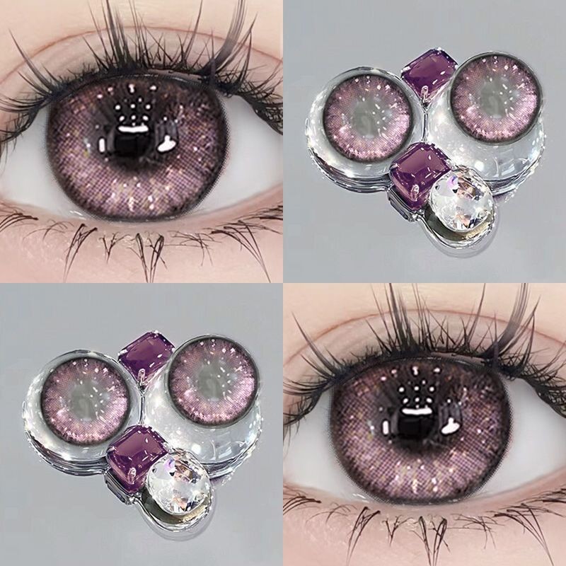 1คู่มาพร้อมกล่อง [-1.00-8.00]คอนแทคเลนส์ MTTS สำหรับสายตาสั้น, bean brown/เทา/น้ำเงิน -14.5mm-1คู่ 1