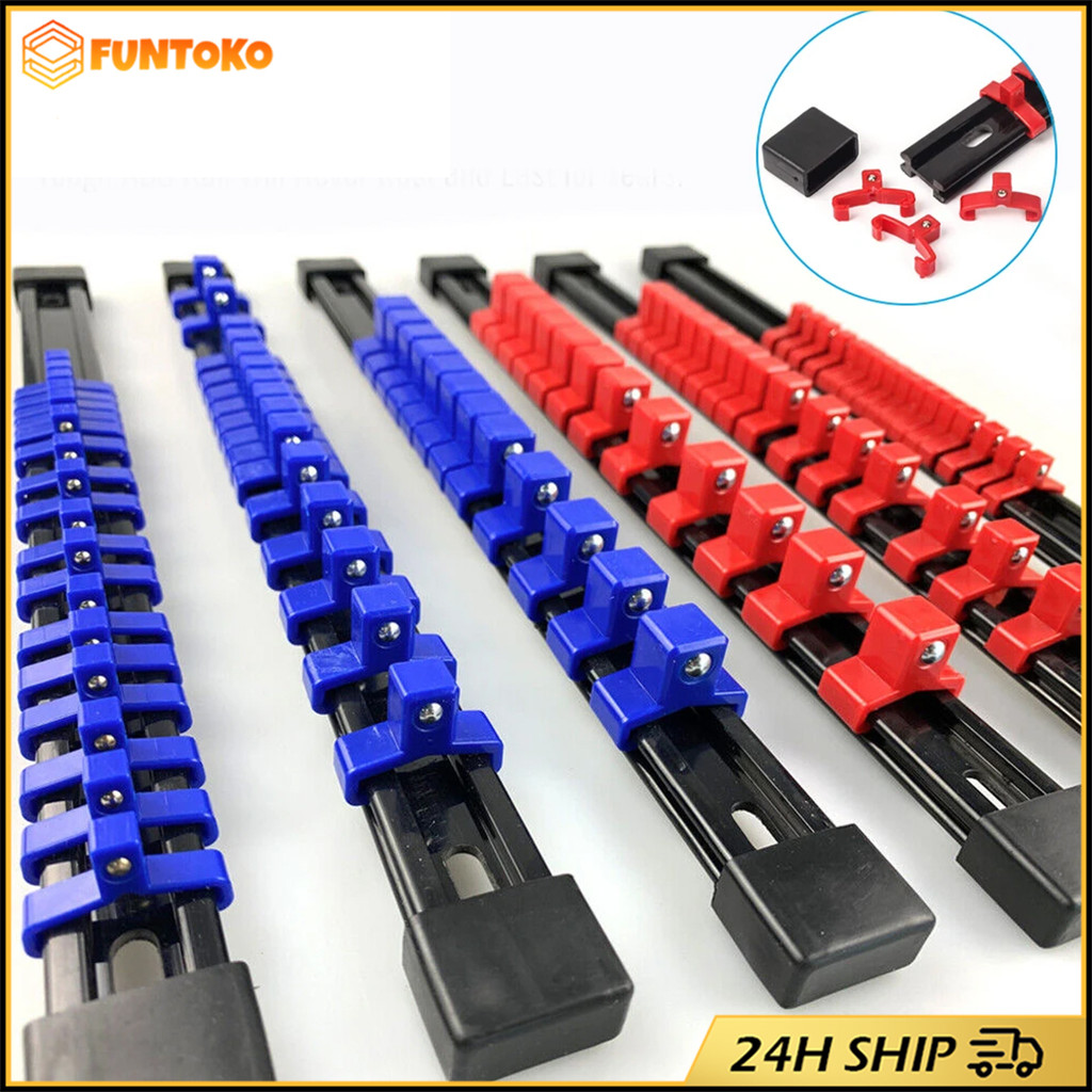 สินค้ามีคุณภาพ ที่เก็บลูกบล็อก 1/4" 3/8" 1/2" สีแดง รางใส่ลูกบล็อก เครื่องมือซ่อมแซม