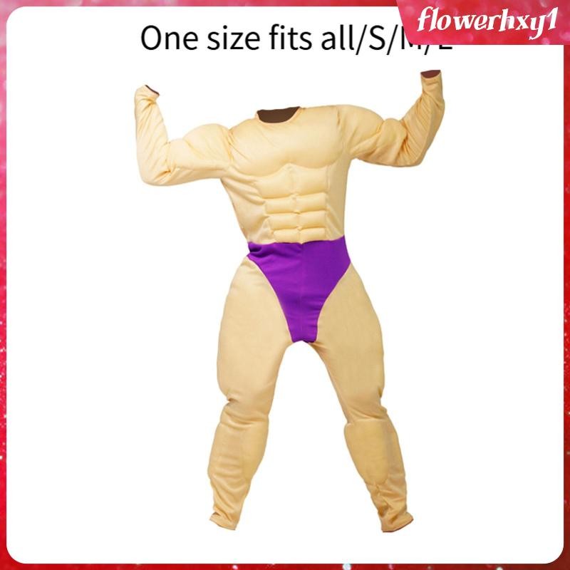 [Flowerhxy1] ชุดจั๊มสูทกล้ามเนื้อเครื่องแต่งกาย Body Builder เสื้อผ้าสําหรับ Carnival คอสเพลย์วันเกิด