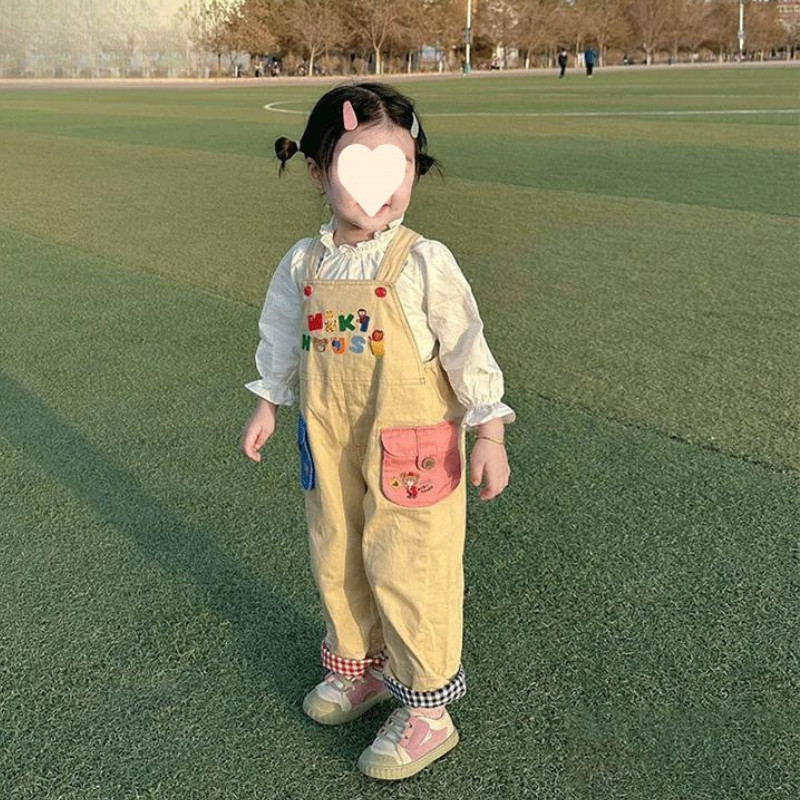 TONGCANG🌷ชุดเอี๊ยม เด็กผู้หญิง แขนกุด การ์ตูน ตัวอักษร พิมพ์ น่ารัก หวาน จั๊มสูทเด็ก - รูปที่ 5