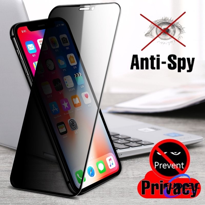 Iphone X XS XR 11 12 13 14 15 16 Pro Max 9H กระจกนิรภัยความเป็นส่วนตัวเต็มรูปแบบ Anti Spy ป้องกันหน้าจอความละเอียดสูง
