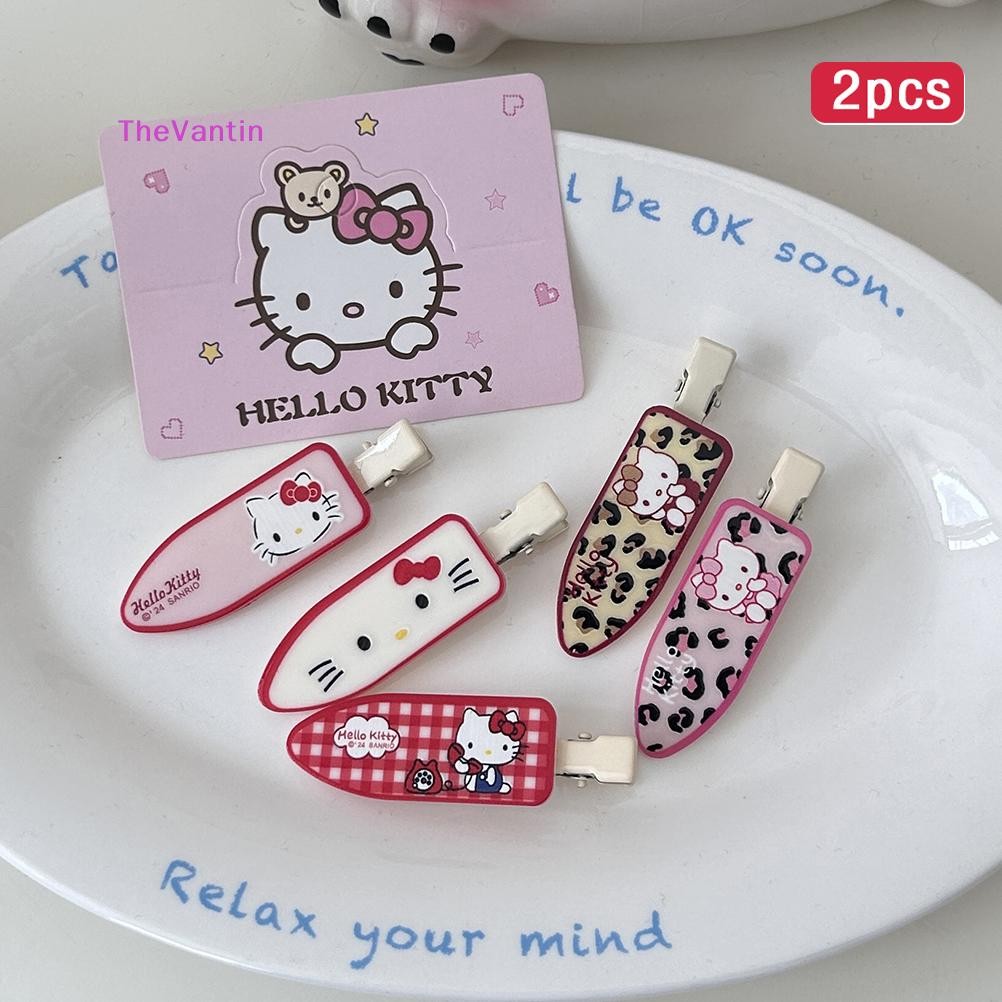 Thevantin 2 ชิ้น Kawaii Kt Cat Hairpin สําหรับผู้หญิงสาวน่ารัก Traceless ด้านข้างคลิปหวาน Bangs กิ๊บติดผมการ์ตูนแฟชั่นอุปกรณ์เสริมผมของขวัญ Good goods