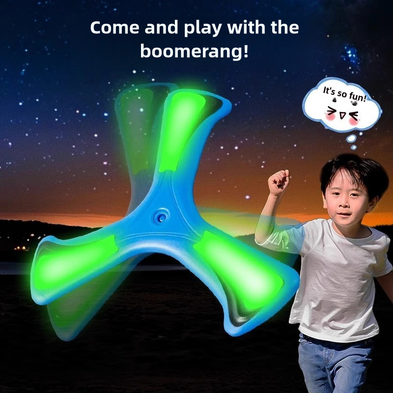 Luminous Boomerang ของเล่น Luminous Frisbee กีฬากลางแจ้งบินของเล่นเด็กผู้หญิงผู้ใหญ่ของเล่น