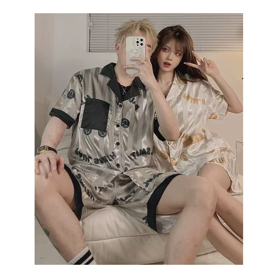 YYZ SPS ชุดนอนคู่ชาย-หญิง ชุดนอนแขนสั้นขาสั้น เนื้อผ้านุ่ม ลื่น ใส่สบายมากๆ สินค้าพร้อมส่งไม่ต้องรอนาน - รูปที่ 6