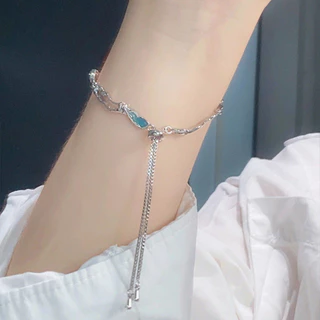 COD💖กำไลข้อมือ ผู้หญิง คริสตัลสีชมพู สร้อยข้อมือผีเสื้อ ซูซูรัน ดวงจันทร์ สร้อยข้อมือ ละเอียดอ่อนหวาน เครื่องประดับ-Lune