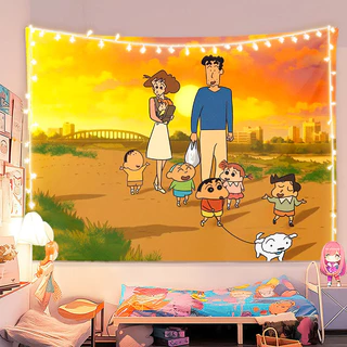 จัดส่งจากไทย] ผ้าพื้นหลัง Agirl Crayon Shin-chan ผ้าแขวนการ์ตูนอนิเมะสองมิติ น่ารัก ตกแต่งห้องนอนวันเกิด