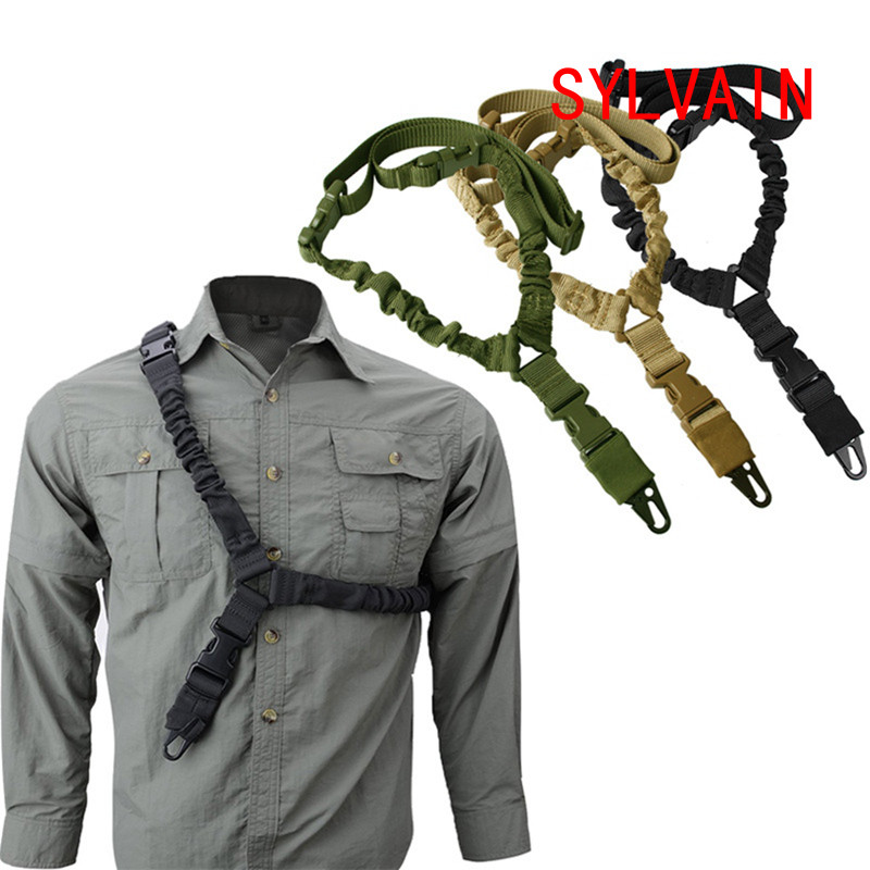 135-175cm หรือ 100-135CM One Single Point Bungee Sling Strap พร้อมตัวปรับความยาว เชือกยุทธวิธีไนลอน สาย Task