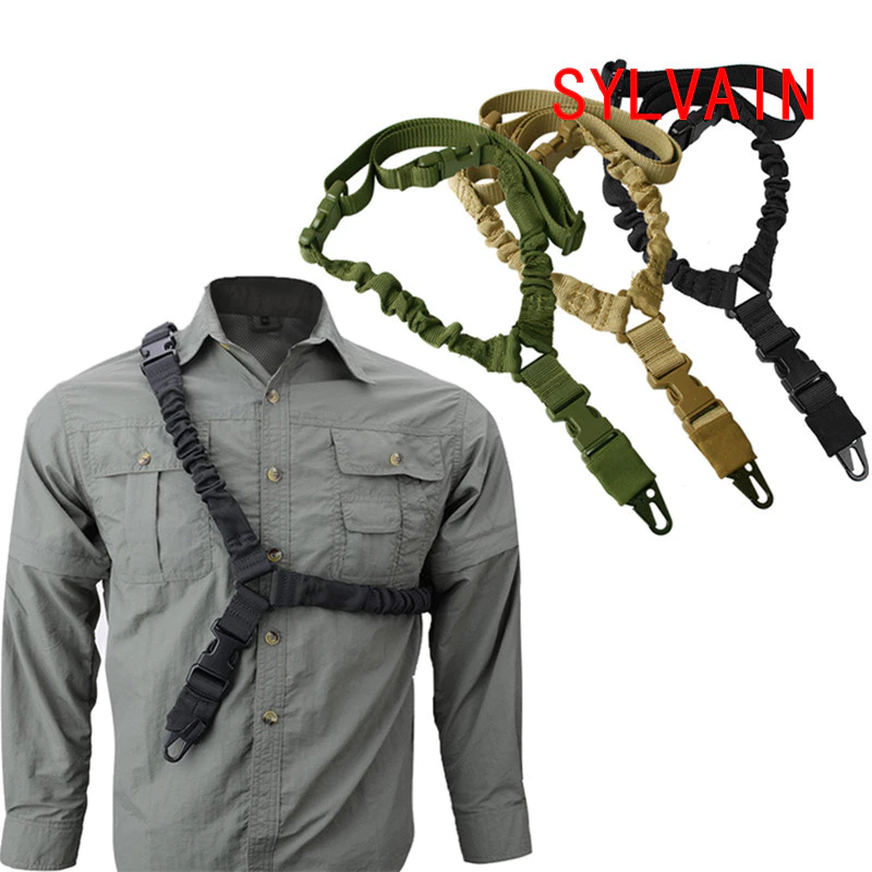135-175cm หรือ 100-135CM One Single Point Bungee Sling Strap พร้อมตัวปรับความยาว เชือกยุทธวิธีไนลอน สาย Task