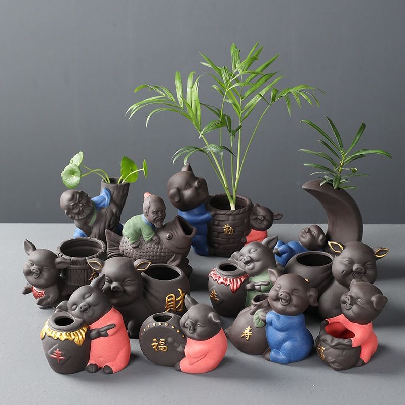 #Yuxuan สร้างสรรค์สีม่วงดินชาสัตว์เลี้ยงเครื่องประดับที่ทําด้วยมือดอกไม้ขนาดเล็กชงตกแต่งไฮโดรโพนิชั้