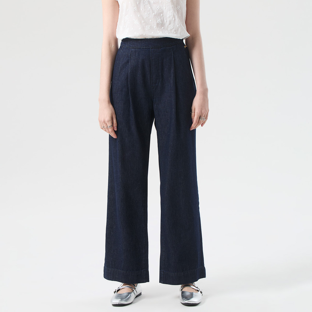 EP กางเกงขายาว ทรงขาตรง ผู้หญิง สีน้ำเงิน | Straight Leg Denim Trousers | 05044