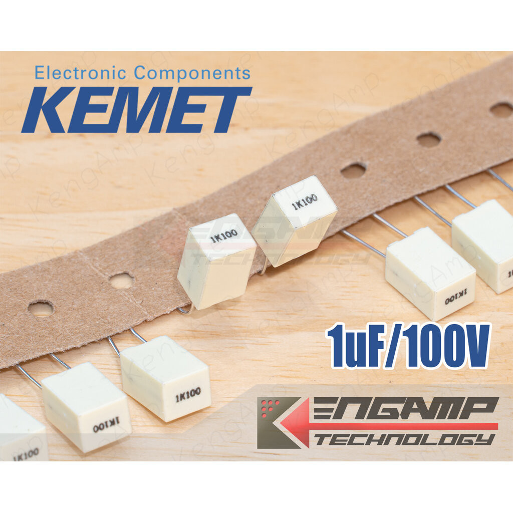 (10ตัว) [F-CAP] 1uF/100V 105K100V 10% KEMET 5.8x7.1 H10.5mm