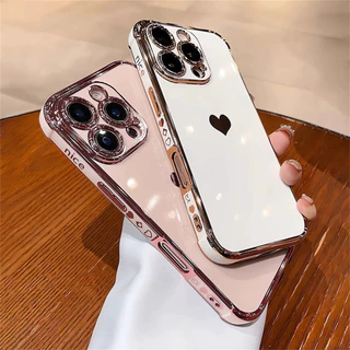 หรูหรา 6D ชุบเคสโทรศัพท์สําหรับ IPhone 11 12 13 14 15 16 Pro Max Soft TPU ปลอกรูปแบบรักฝาครอบกันกระแทก