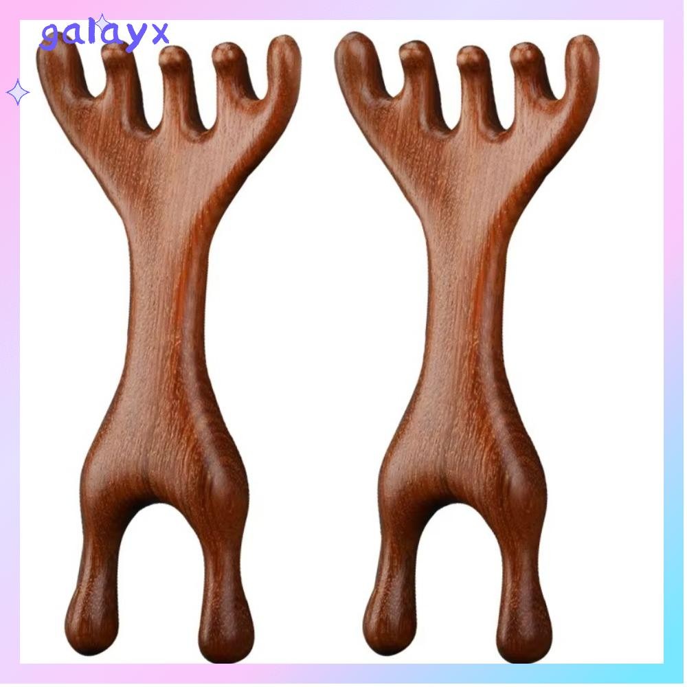 GALAYX 1 ชิ้น/2 ชิ้น Body Meridian หวีนวด, ไม้จันทน์ Double Headed ไม้ Therapy หวีนวด, ช่วยการไหลเวียนโลหิตกวาง Antlers Anti-static เครื่องมือ Health Care