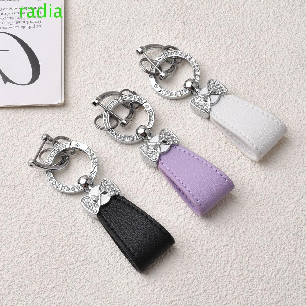 RADIANTZAP หรูหราพวงกุญแจหนังแท้, Key Holder กระเป๋าสุภาพสตรีตกแต่งแฟชั่นหนังพวงกุญแจรถ, Simple Matte Buckle Key Organizer กระเป๋า Charms จี้กุญแจรถผู้หญิงของขวัญ